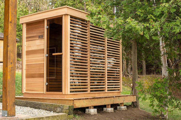 Pure Cube red cedar outdoor sauna leisurecraft europe privacy panels